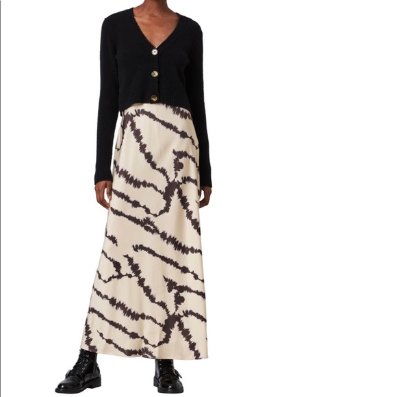 All Saints Dresses & Skirts - AllSaints Cream and Black Maxi Dress with Abstract Print and Cardigan